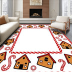 Gingerbread Houses Candy Cane Border Rug