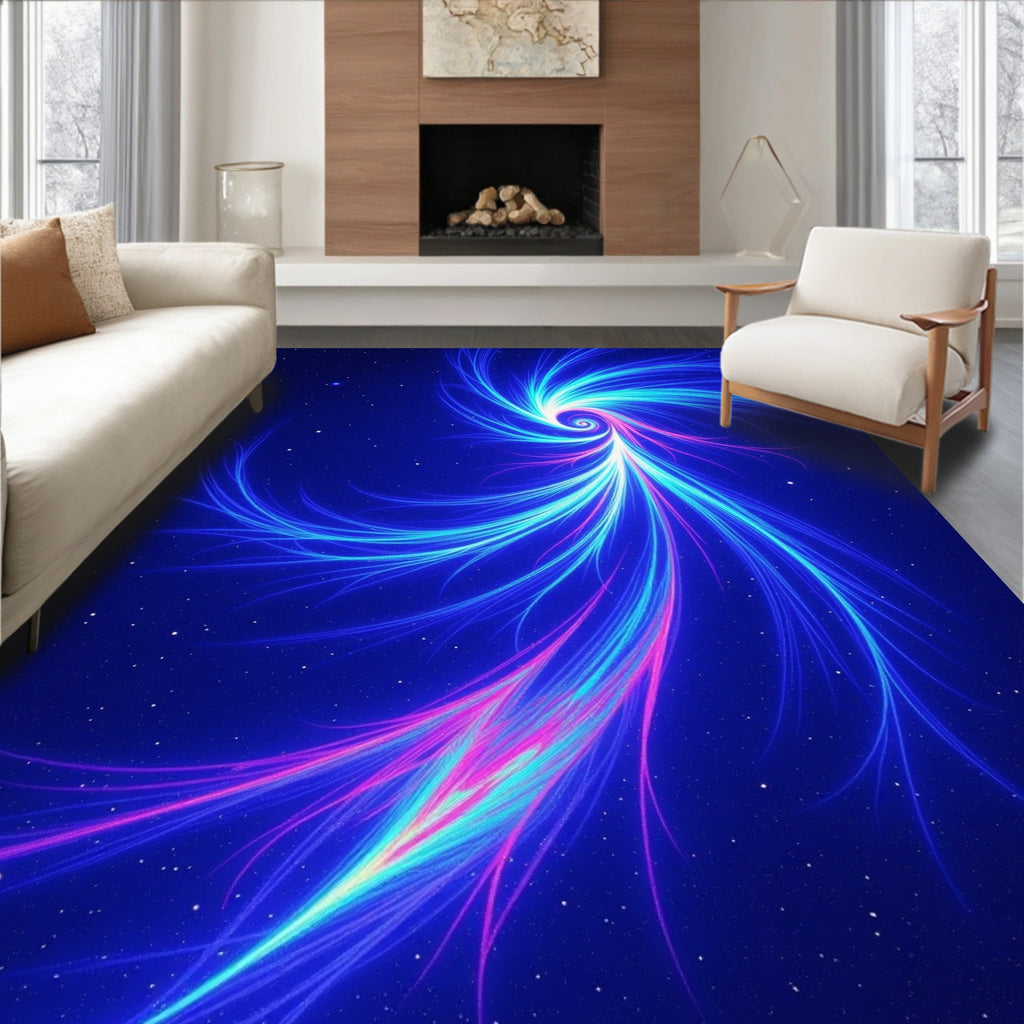 Electric Blue Pink Swirls Rug