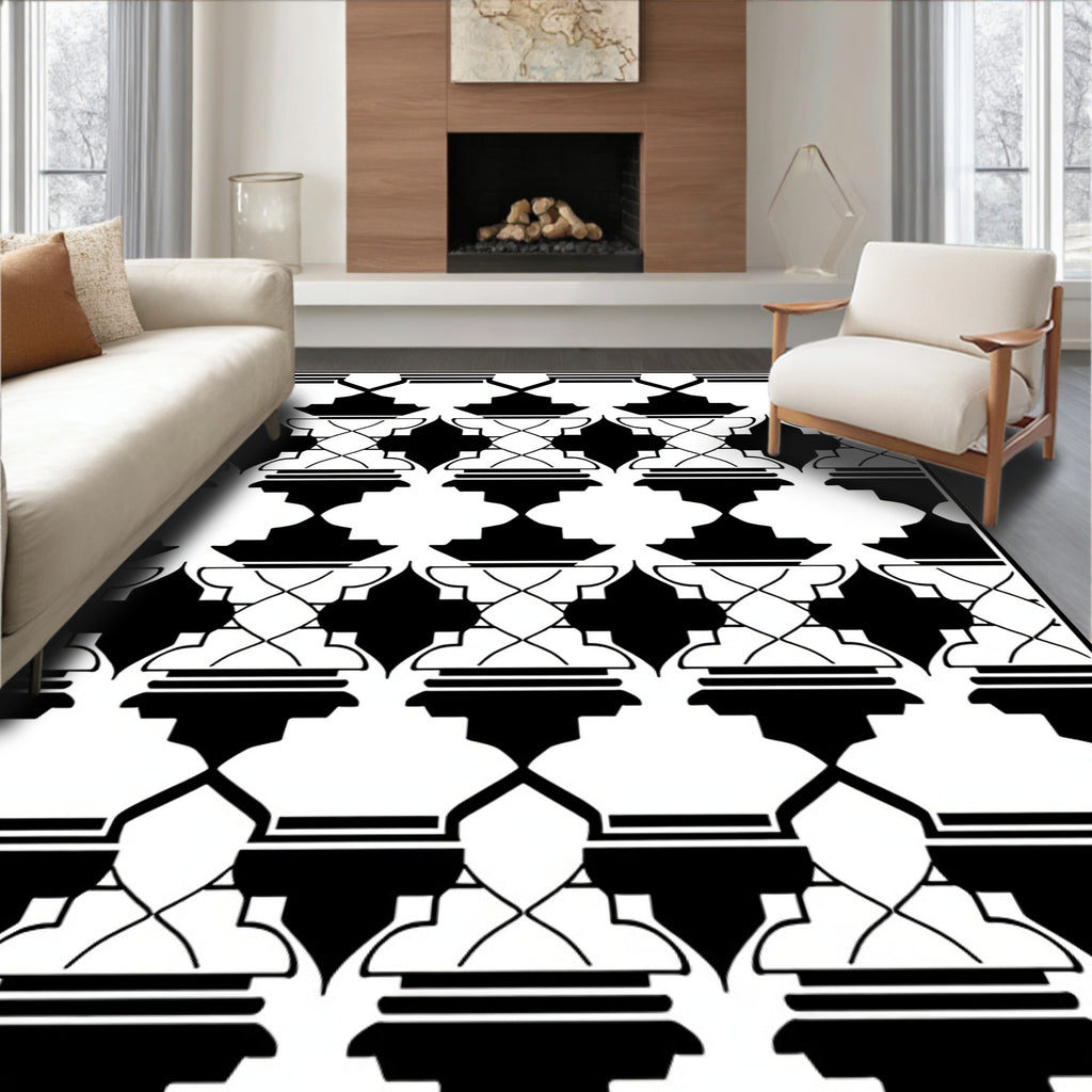 Mono Geometric Lattice Pattern Design Rug