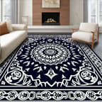 Midnight Floral Mandala Pattern Rug