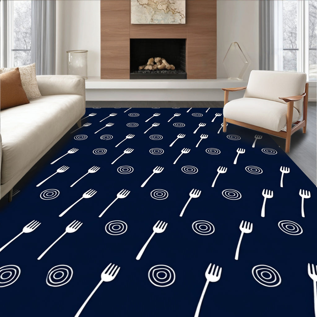 Delicate White Fork Collection Repeats Rug