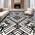 Bold Black White Geometric Pattern Rug