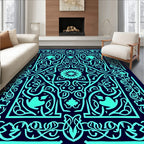 Intricate Floral Geometric Teal Design Rug