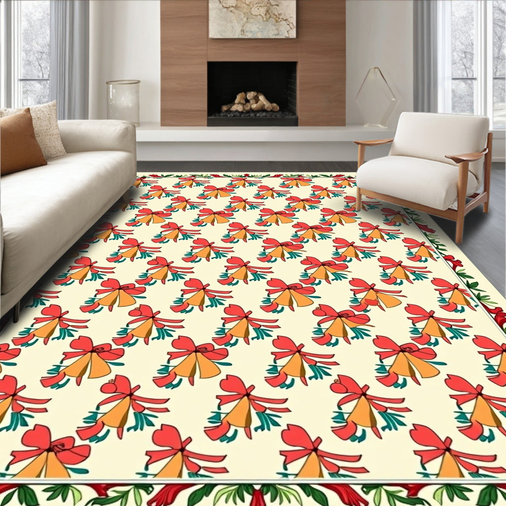 Red Jingle Bells Festive Swag Rug