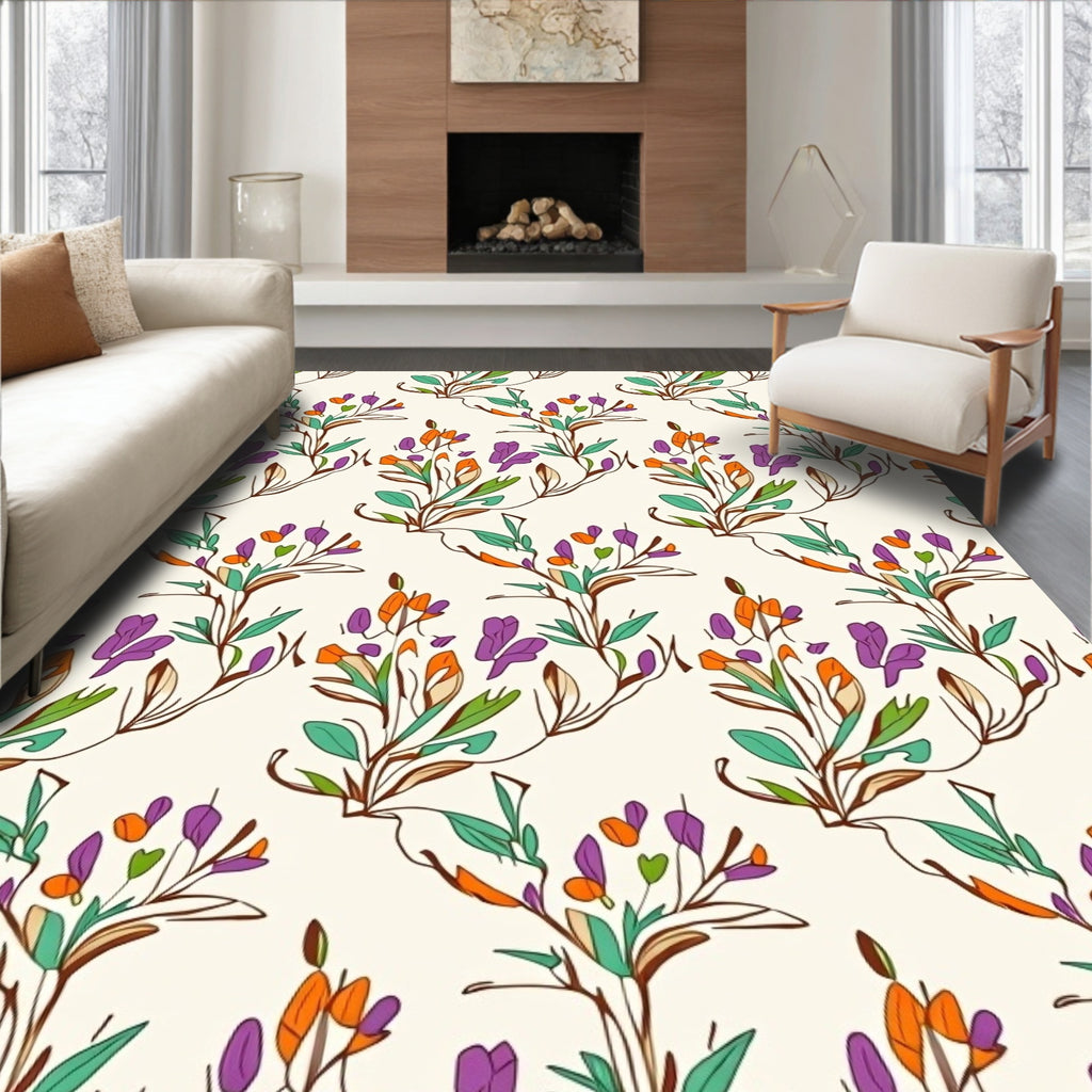 Botanical Branches Pattern Design Rug