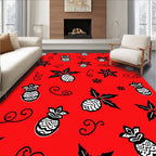 Red Pineapple Vine Black Print Rug
