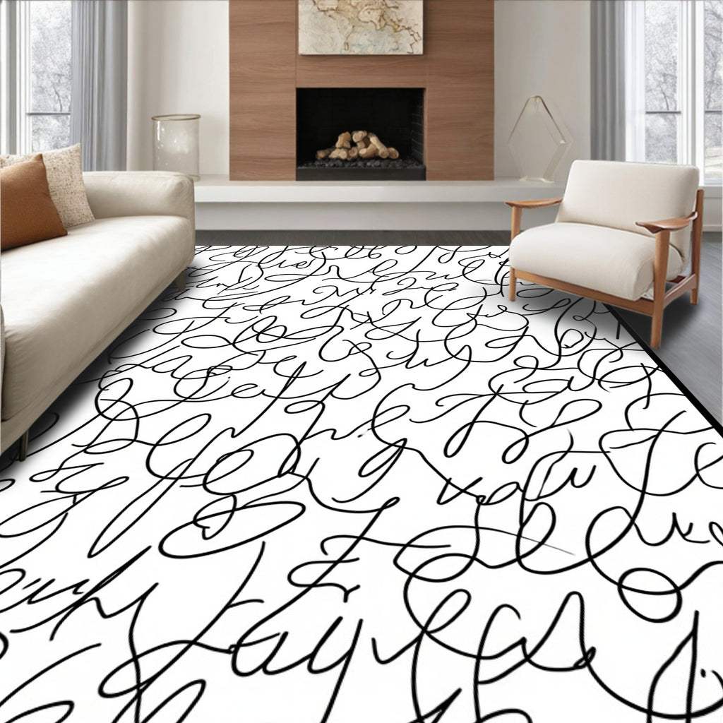 Abstract Script Pattern Design Rug