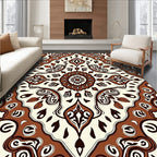 Brown Floral Mandala Pattern Rug