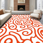 Vibrant Orange Swirl Pattern Rug