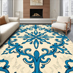 Ornate Teal Floral Motif Rug