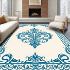 Vintage Blue Arabesque Damask Rug