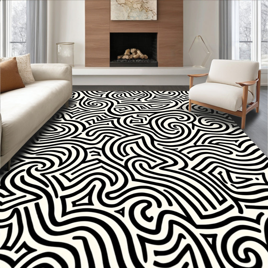 Abstract Swirl Maze Pattern Rug