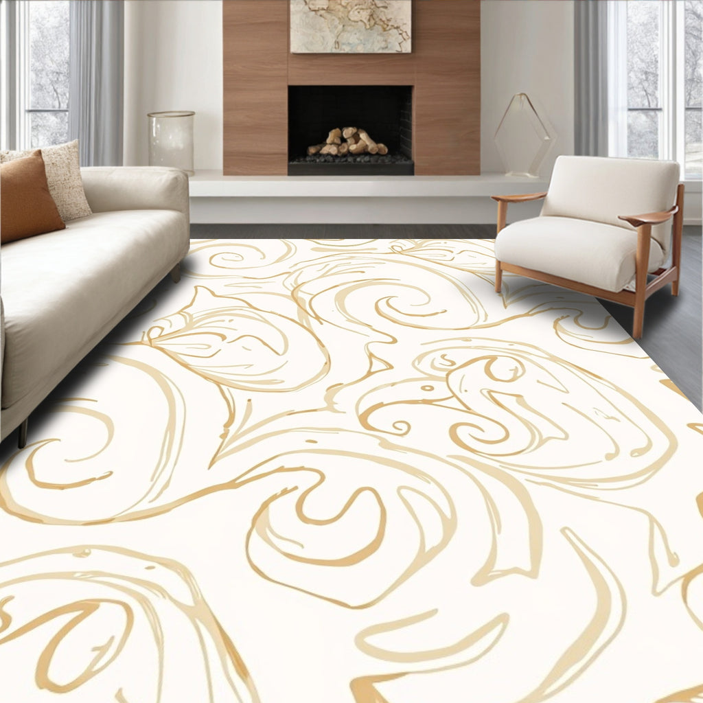 Abstract Swirls Warm Tones Pattern Rug