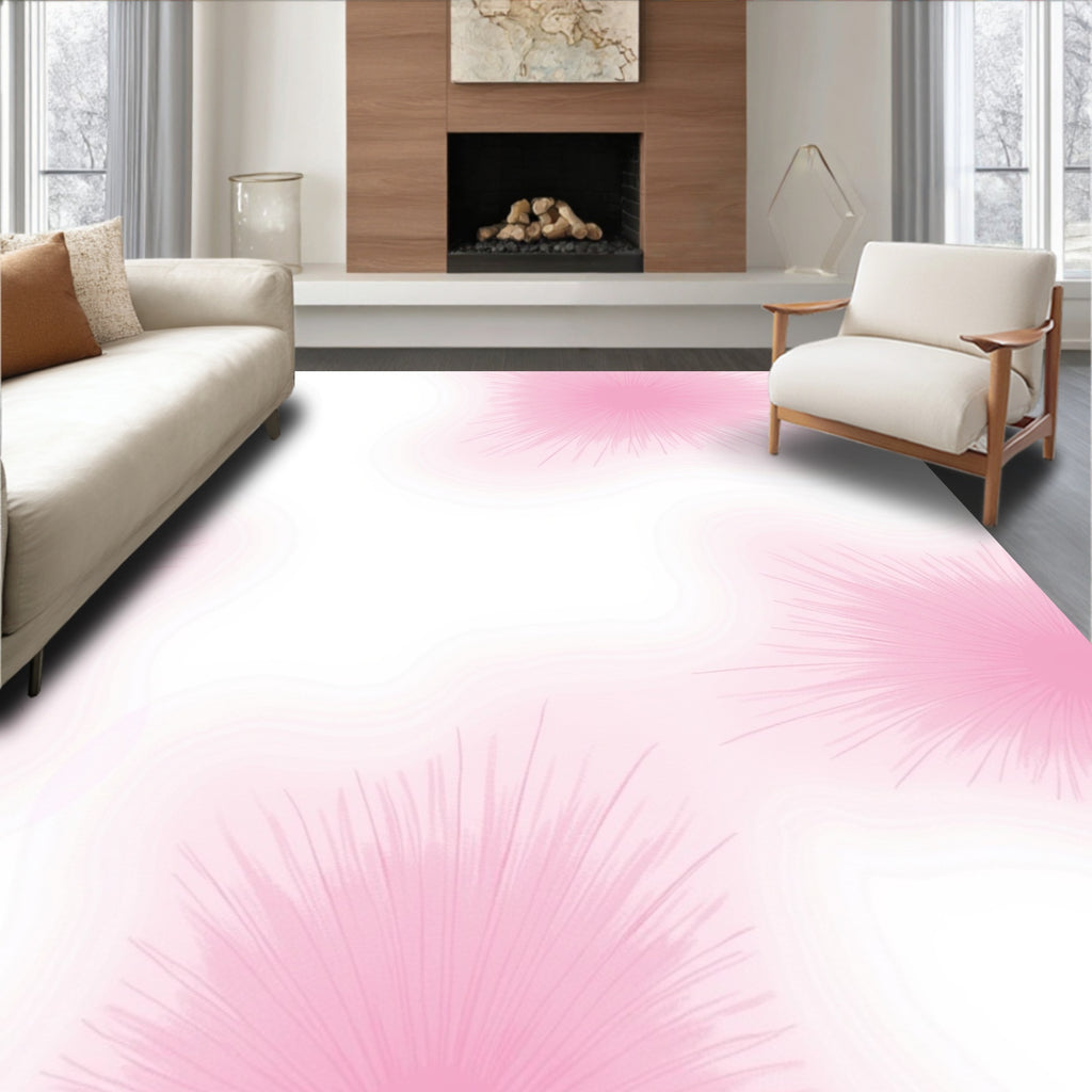 Soft Pink Abstract Burst Rug