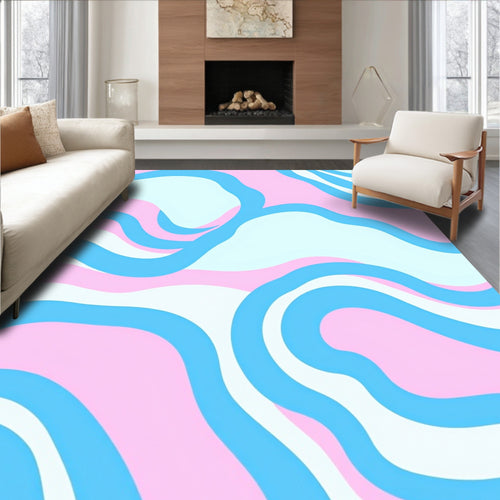 Abstract Pastel Wavy Striped Rug