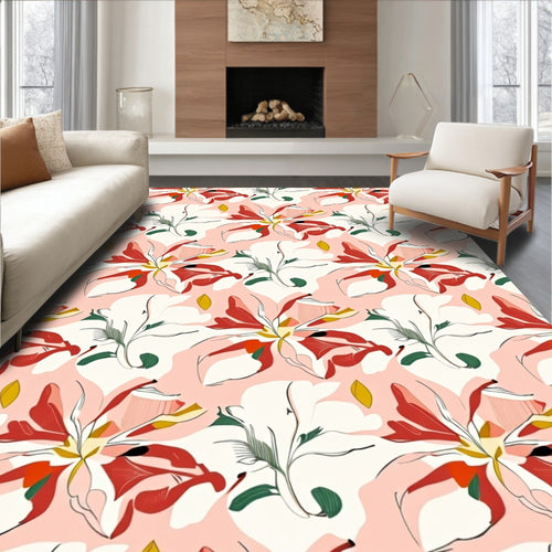 Abstract Floral Botanical Whimsical Design Rug
