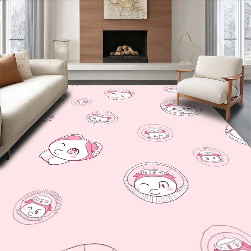 Cute Pink Character Pattern Rug