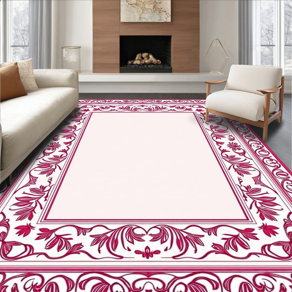 Elegant Floral Vines Frame Rug