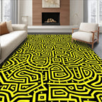 Bold Yellow Maze Pattern Rug