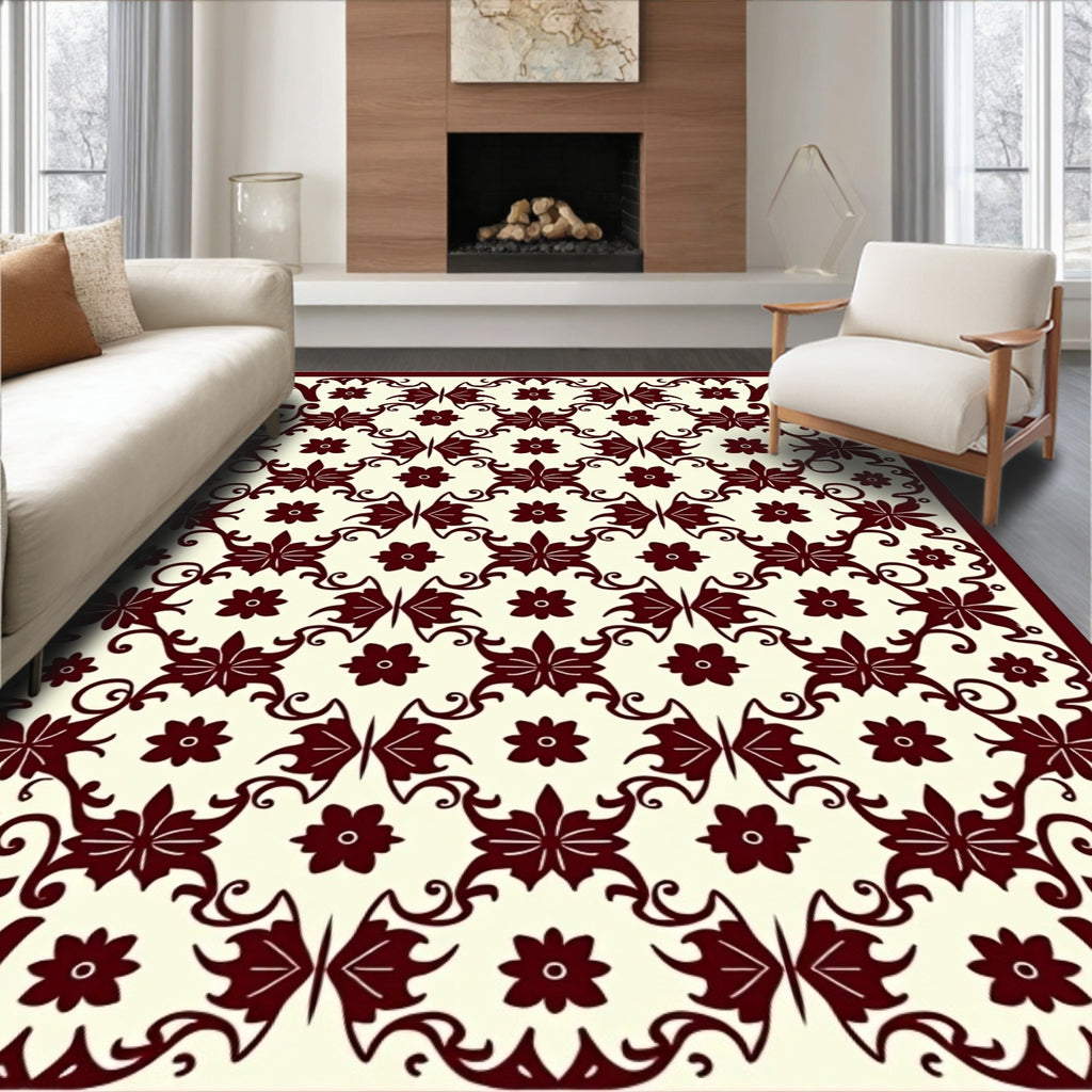 Intricate Floral Swirl Pattern Rug