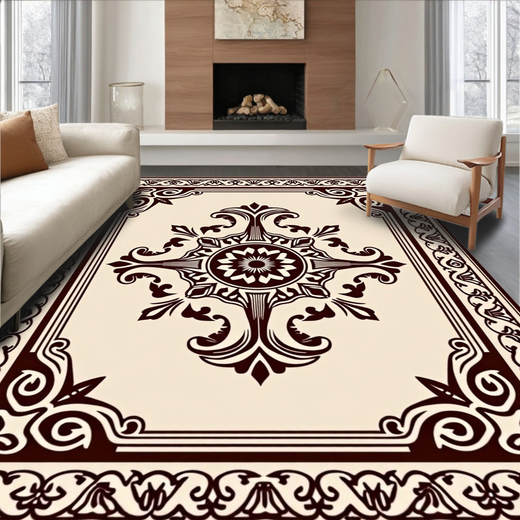 Ornate Mandala Scrollwork Style Rug