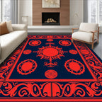 Intricate Red And Blue Floral Pattern Rug