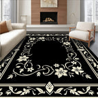 Ornate Floral Vine Border Design Rug