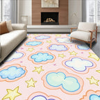 Whimsical Clouds And Stars Pattern Rug