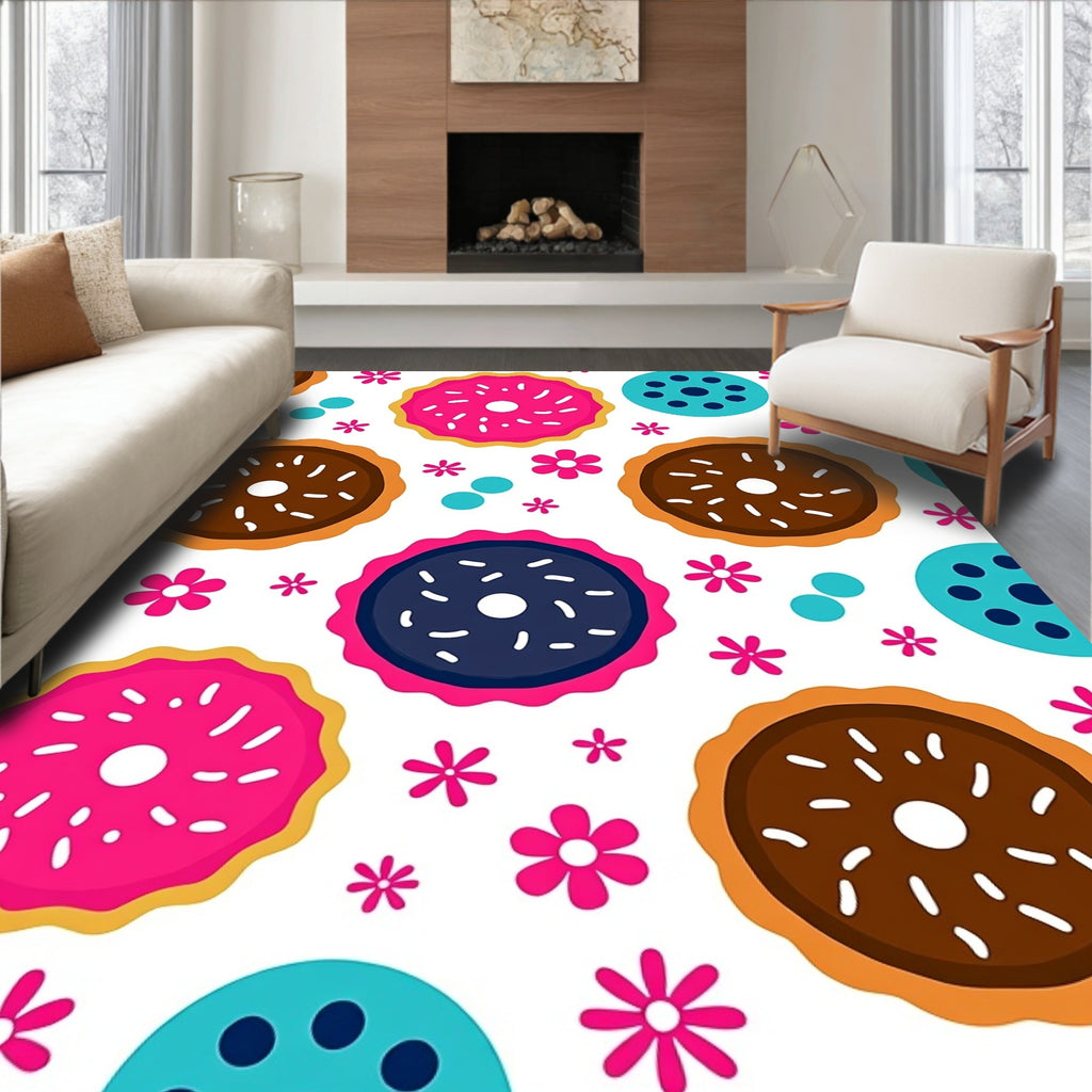 Sweet Donut Flower Pattern Rug