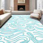 Abstract Swirls Blue Line Design Rug