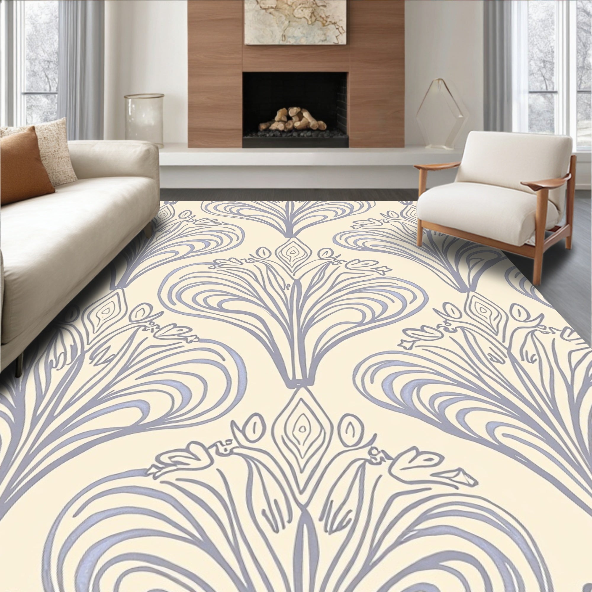 Art Nouveau Floral Paisley Pattern Rug