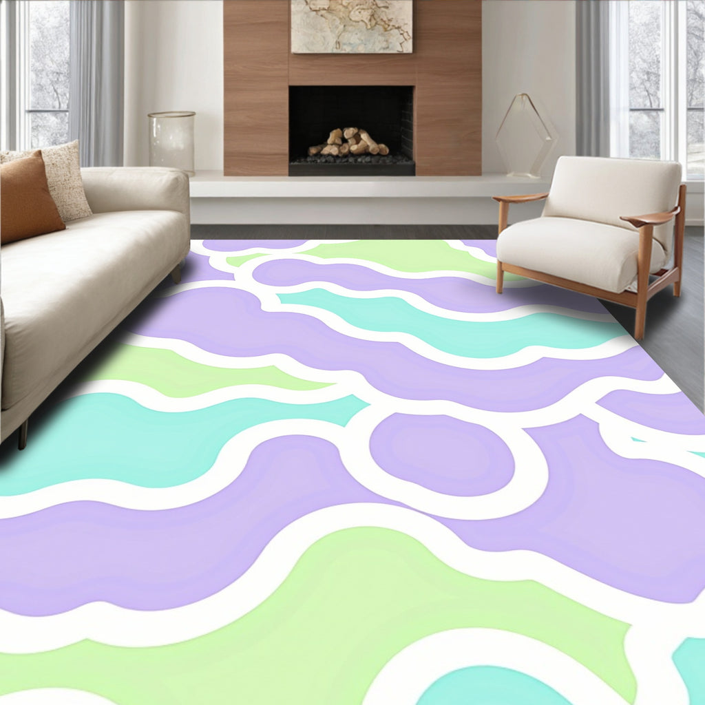 Pastel Cloud Pattern with White Outline Rug