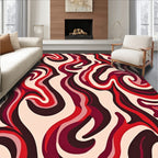 Retro Swirling Crimson Ivory Rug