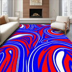 Abstract Red Blue Swirl Pattern Rug