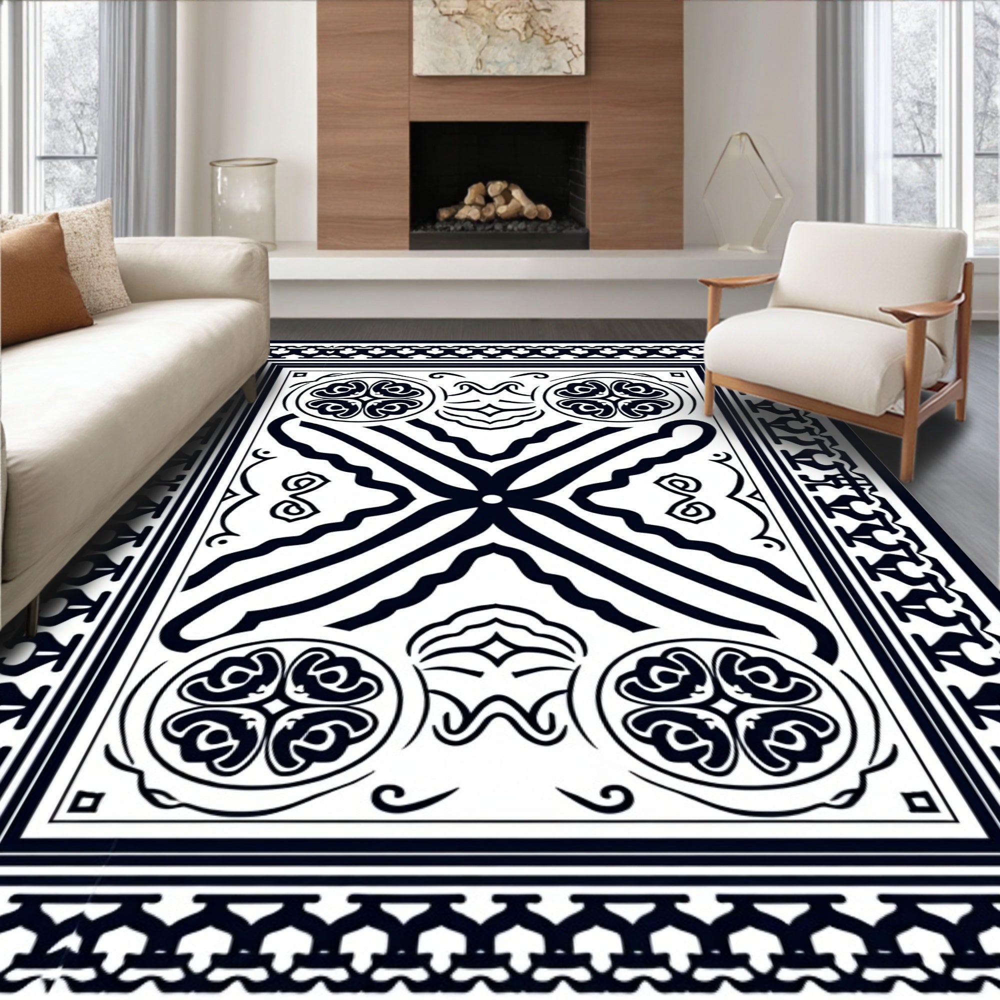 Bold Abstract Symmetry Graphic Rug
