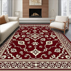 Elegant Burgundy Floral Medallion Rug