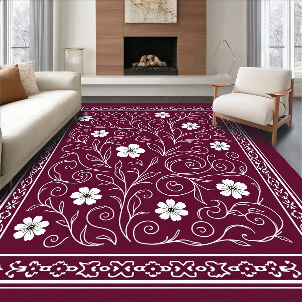 Victorian Floral Swirl Decorative Panel Rug