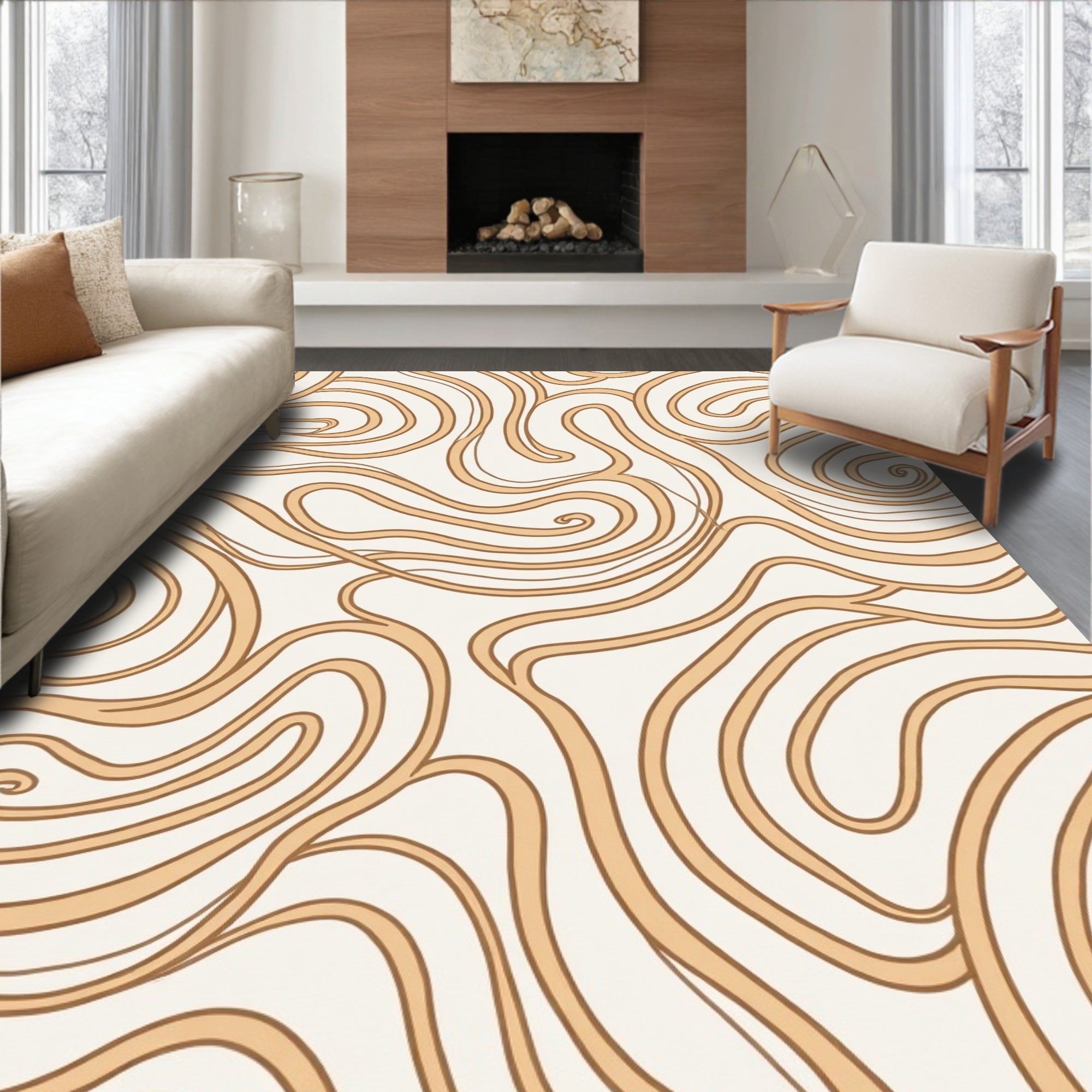 Abstract Swirls Warm Tones Pattern Rug