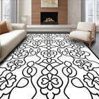 Ornate Floral Continuous Line Design Rug