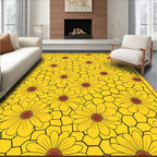 Bold Yellow Daisy Hexagon Pattern Rug