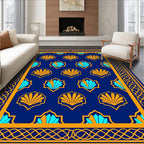 Bold Blue Orange Shell Pattern Rug