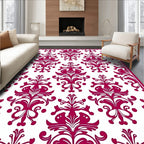 Crimson Floral Damask Pattern Rug