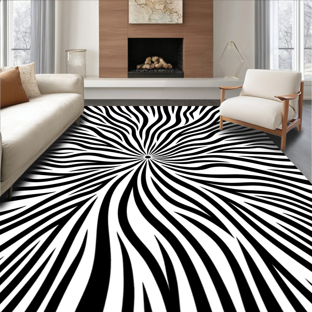 Abstract Radial Stripe Pattern Rug
