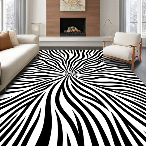 Abstract Radial Stripe Pattern Rug