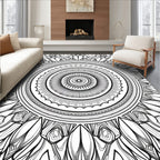 Intricate Radial Floral Mandala Design Rug