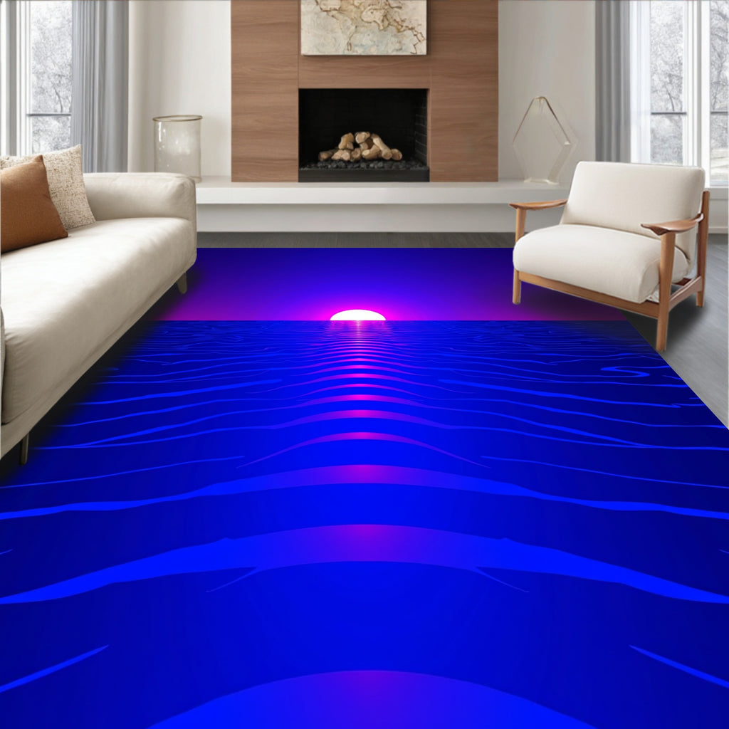 Vibrant Sunset Wave Pattern Rug