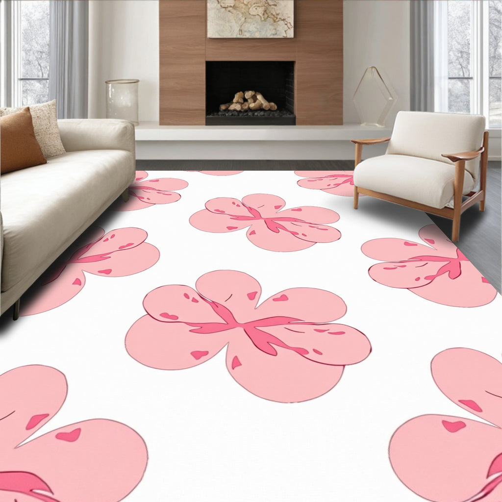 Pink Floral Pattern Design Rug