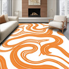 Orange Wavy Abstract Lines Rug