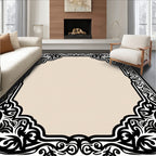 Ornate Black and White Contours Rug