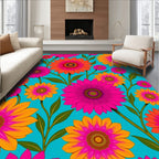 Bold Floral Pattern Vivid Colors Rug